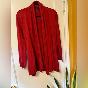 Red Zara Knit Tie Cardigan